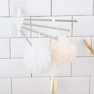 Image of Stainless Steel 4 Bar Towel Rack for Bathroom Towel Holder for Kitchen Towel Hanger Stand for Wash Basin - Self Adhesive(Pack of 1) | Kitchen Towel Hanger | Towel Holder in Bathroom