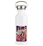 MERCHANDMANIA Bidón 750 ml acero inoxidable estilo retro chainsawman serie anime peli dibujos lucha deporte deportivo botella senderismo