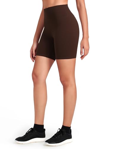 HeyNuts Women's Workout Pro Biker Short, High Waisted Tummy Control Athletic Running Spandex Yoga Shorts 6'' Espresso L(12)