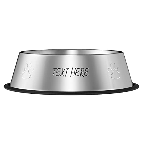 Hundenapf Edelstahl, Futternapf Katze mit Namen&Muster rutschfest Gummibasis Personalisiert Fressnapf Hunde Groß Stapelbare Wassernapf Hundenäpfe für Futter oder Wasser(20cm,1000ml)