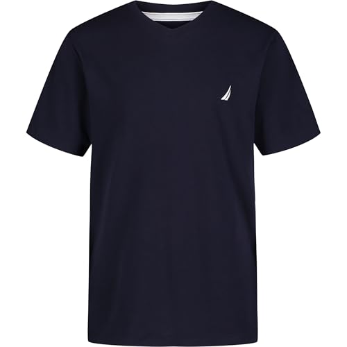 Image of Nautica Boys' Short Sleeve Solid V-Neck T-Shirt, Soft, Comfortable, Relaxed Fit