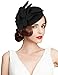 Z&X Wool Felt Fascinator Pillbox Hats for Women Winter Retro Floral Berets Fedora Wedding Derby Church Hat Black