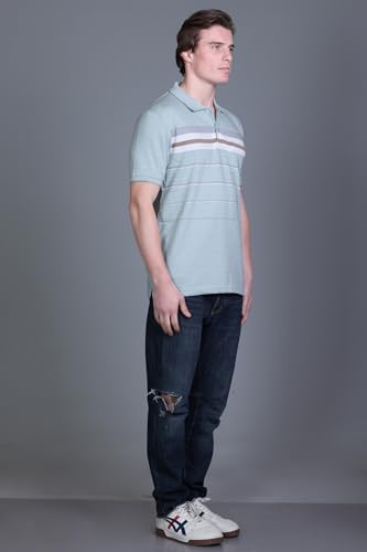 Image of SANE ORIGINALS T-Shirt for Men with Pocket || Textured Striped Polo for Men
