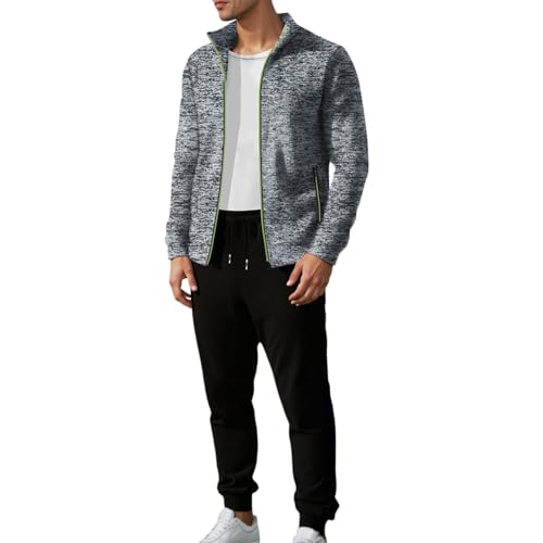 Ensemble homme survêtement polaire d'hiver tenue de sport deux pièces grise XXL
