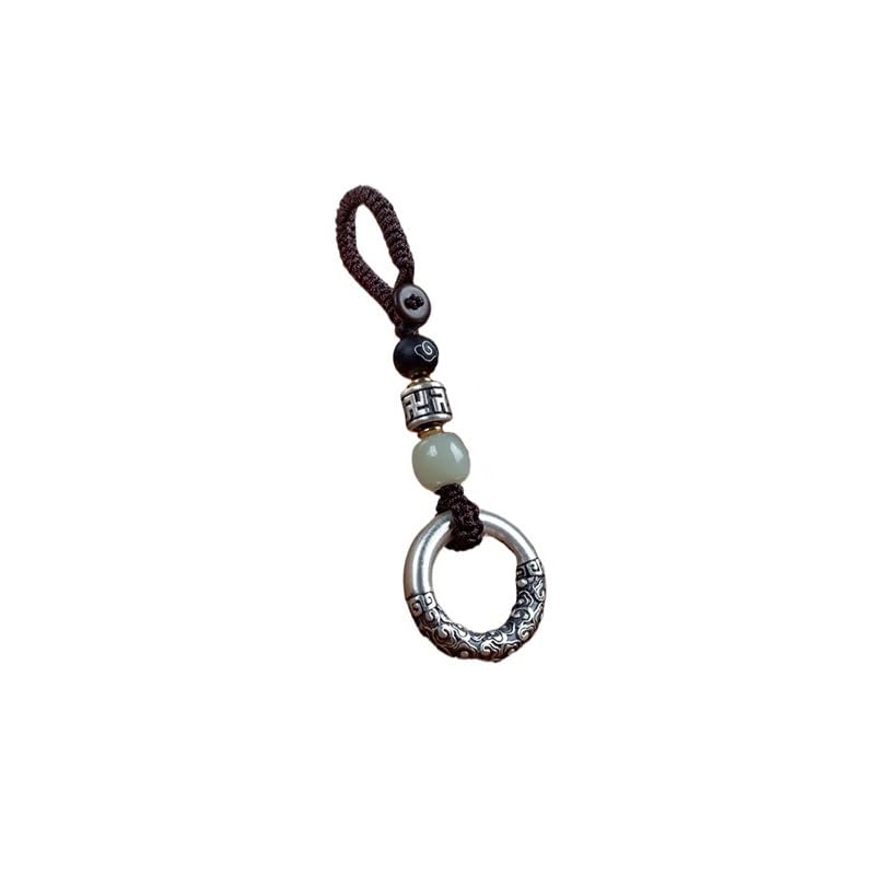 Llavero Llavero de coche, colgante de teléfono móvil con nube auspiciosa plateada, hebilla de paz for hombres y mujeres, mochila Retro, joyería colgante, decoración for llaves Llavero Coche(B)