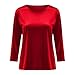 Girls Velvet Tops 3/4 Sleeve T-Shirts Velour Tees Shirts Solid Color Basic Tshirts for Kids 3-14 Years Red