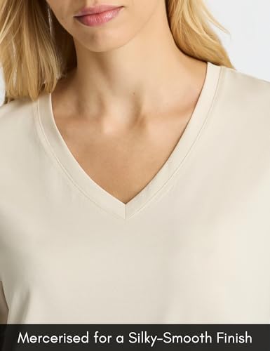 여성용 Supima® 머서라이즈 면 브이넥 티셔츠 - 미국산 면, 럭셔리 마감, 반팔, 돋보이는 핏 — 사진 5