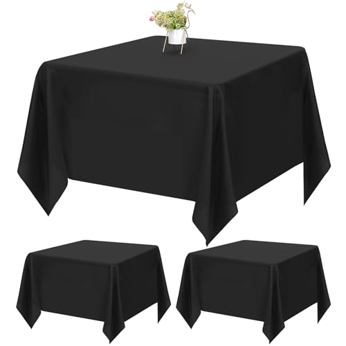 Pesonlook Lot de 2 Nappes Carrées Noires 132 x 132 cm, Nappe de Table en Polyester Lavable et Résistante aux Taches pour Mariage, Banquet, Restaurant,...