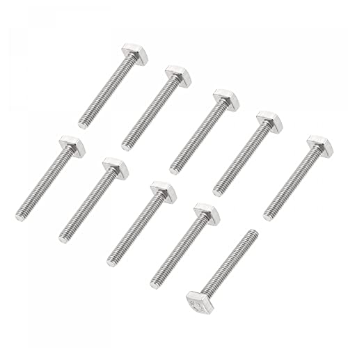 Image of uxcell Square Head Bolt, 10pcs M4x30mm Fully Thread 304 Stainless Steel Grade C Square Machine Screws