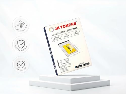 Image of JK Toners A4 Laminating Pouches 100 Sheets, Clear Glossy Finish, Waterproof | Perfect for Document & Certificate Protection