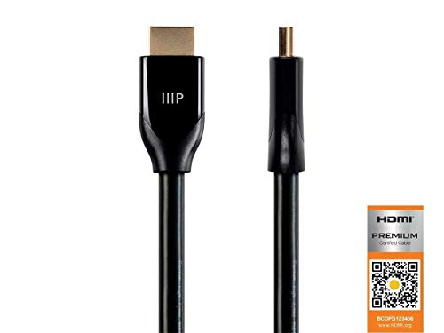 Monoprice 4K Certified Premium High Speed HDMI Cable - 4K60Hz, 18Gbps, HDR, 30ft, Black, 30'