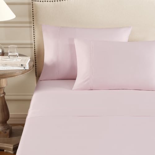 Pure Parima Yalda Sheet Set – 100% Certified Egyptian Cotton, Double-Hem Stitch (Pink, King)