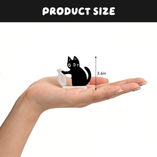 Imán decorativo para refrigerador gato negro acrílico miniatura 7