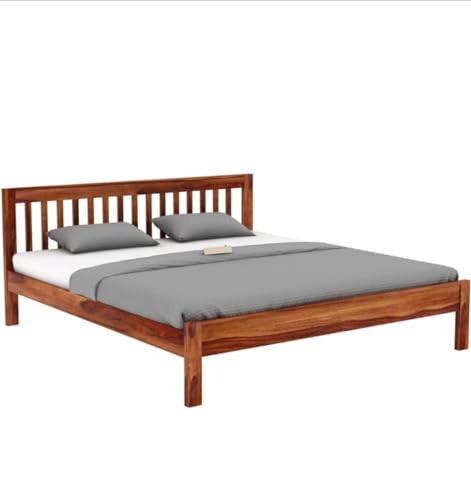 Image of Sheesham Wood Foster Wooden Dandi 1 Inch Bed Without Storage (78x60 Mattress Compatible Bed, Natural Finish)