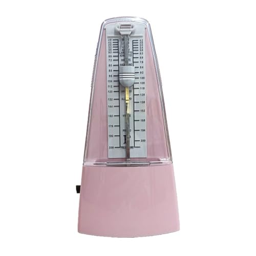Lawnoval Metrónomo mecánico tipo torre con campana para guitarra, bajo, violín, tambor, transparente, blanco y rosa