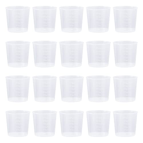 20 tazas medidoras de plástico con báscula, vasos transparentes para mezclar epoxi transparente