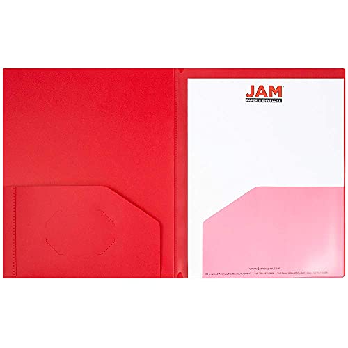Jam Paper Heavy Duty Plastic Multi Pocket Folders - 10 Pocket - Red - Sold Individually #TOP1