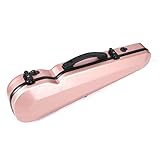 RINGGLO 4/4 Full Size Portable Fiberglass Material Violin Case, Violin Case Lightweight with Hygrometer and Shoulder Strap,Pink