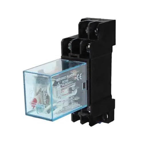 Relé DPDT 8 pines CA 12V con base de zócalo incluida para carril DIN