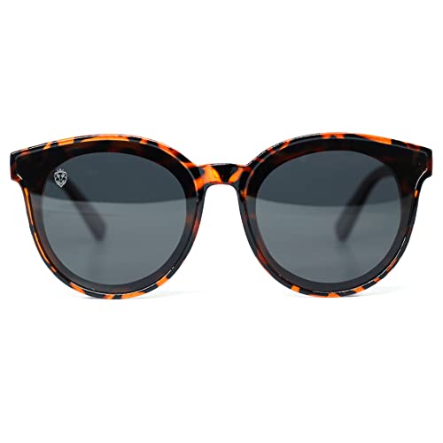 Large Turtle Acetate Sunglasses with Dark Brown Bamboo Arms, with polarized lenses, Margot Turtle MafiawooD2