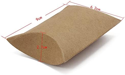 PsmGoods® Vintage Kraft Pillow Box Sweet Paper Pillow Candy Box Gift Box for Wedding Birthday Party 50 Pieces (Pillow Natural)