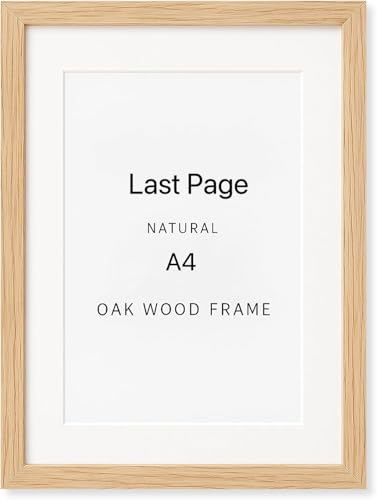 Last Page Oak Wood Picture Frams - Minimalist A4 Oak Wood Frames 21 * 29.7cm Picture Frame Wood Natural Solid Wooden Picture Frames for Wall Art Photo and Prints(1 Pack) (A4)