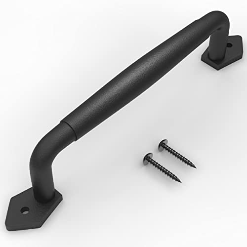Image of 10 Inch Diamond Tapered Barn Door Handle - Black Cast Iron Pull for Sliding Doors, Gates, Sheds, Fences, Closets - Indoor Outdoor Farmhouse Hardware
