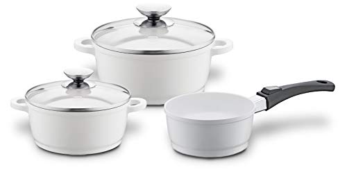Berndes Balance Induction White - Batería de Cocina de cerámica para inducción (3 Piezas con...