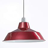 Retro-Design: Retro-Stil Lampenschirme verschönern jeden Raum – diese flippigen Design-Deckenleuchten schaffen verschiedene Umgebungsbeleuchtung, um Ihr Zuhause mit rustikalen Charme zu verschönern. Die moderne Pendeldeckenbeleuchtung sieht einfach aber attraktiv aus. Die glänzende, weiße Oberfläche des Lampenschirms sorgt dafür, dass das Licht für maximale Wirkung nach unten reflektiert wird.