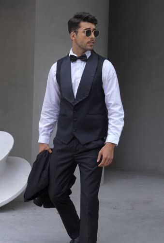 Coofandy Men's V-Neck Slim Fit Dress Suits Sleeveless Vest Waistcoat,Black,Large #TOP1