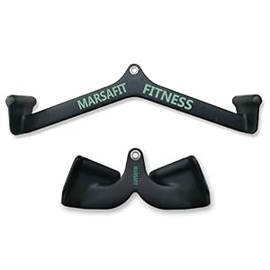 MARSAFIT Home Gym Fitness Rowing T-bar V-bar Pulley Cable Machine Attachment, Bicep Curl Tricep LAT pulldown Bar Back Strength Training Handle Grips LAT Pull Down Bar for Seat Row Workout