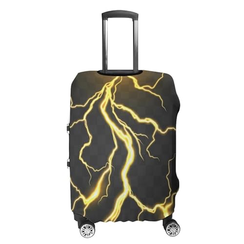 Yellow Lightning-bolt Travel Luggage Cover Protector, Washable Suitcase Protector Anti-scratch Spandex Baggage Covers Fits M4