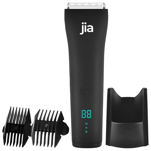 Jia The Original BodyShaver 1.0 – Waterproof Electric Body & Groin Trimmer, Midnight Black | Skin-Safe, USB-C Rechargeable, LED Light, Battery Indicator, Charging Stand & Attachments