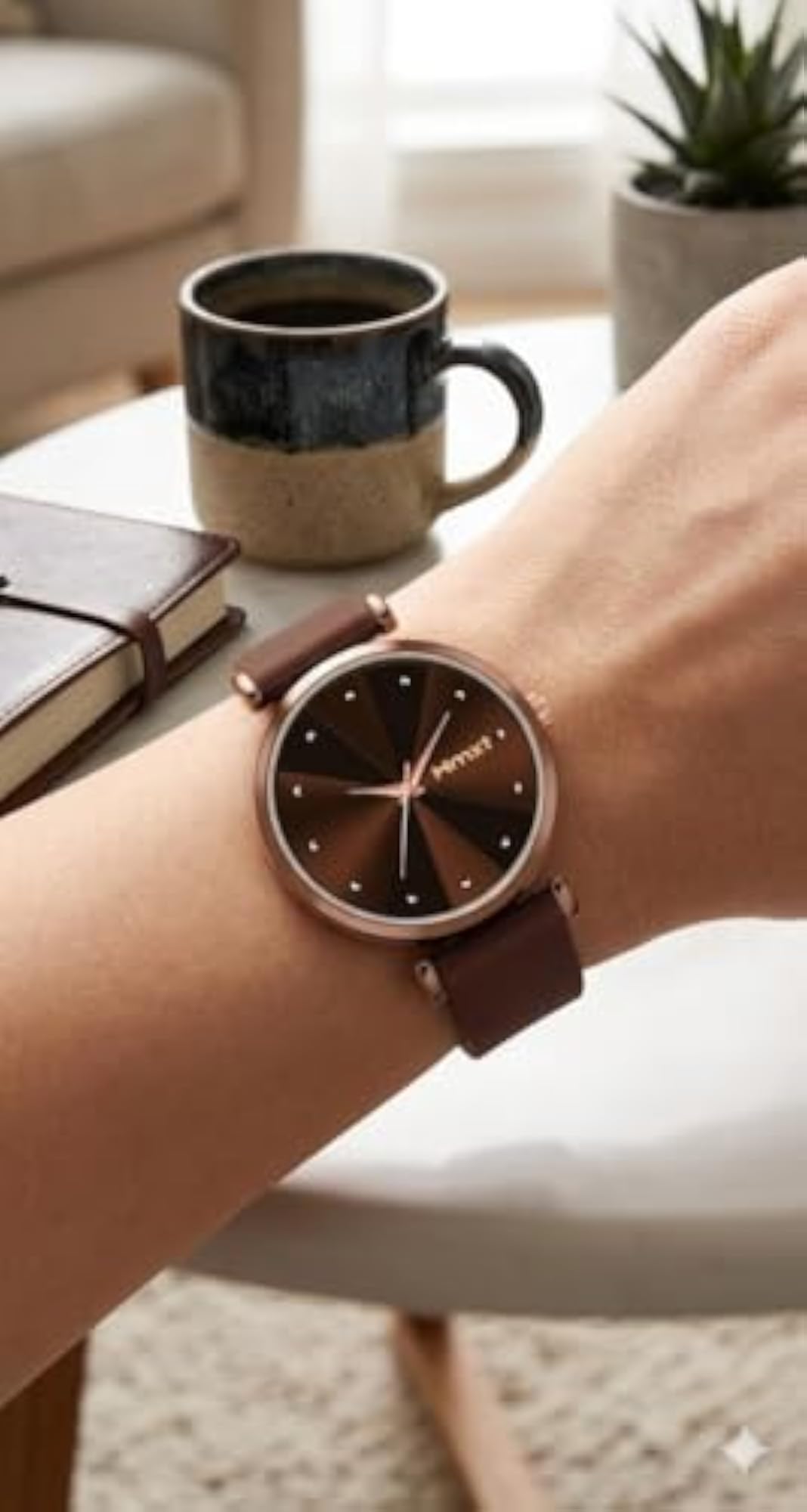Women's 196 Analog Watch with Brown Sunburst Dial