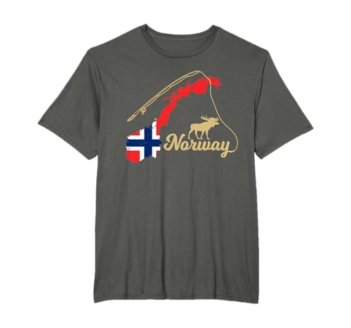 Norwegen Landkarte Angel Elch T-Shirt