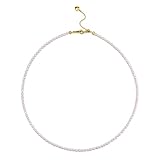 Freshwater Pearls Choker Necklace for Women Tiny Small Rice Pearl Strand Necklace 18K Gold Plated Bolo Lock Hypoallergenic Cultured Pearl Choker - 18K GP