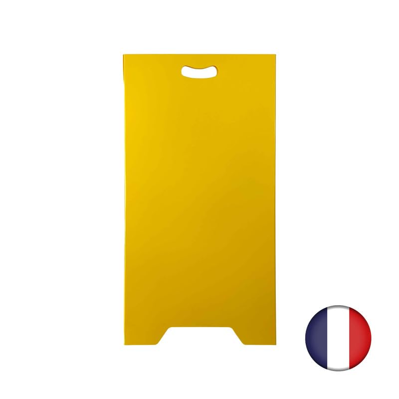 Chevalet stop trottoir plastique jaune avec poignées dimensions 100 x 53 cm - Fabrication française