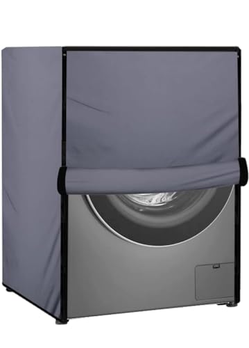 Image of Waterproof & Dustproof Top Front Load Washing Machine Cover for 6 kg 6.5 kg 7kg & 7.5 kg Compatible for IFB LG Samsung Whirlpool Bosch Haier | Siemensfor with Pipe Holes (Grey)
