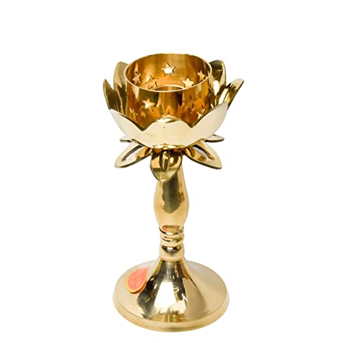 Bhimonee Decor | Pure Brass Candle Stand Holder | Antique Gold Fi...
