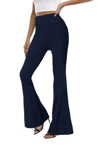 Image of WSPLYSPJY Women's Print Stretch Bell Bottom Flare Palazzo Pants Trousers