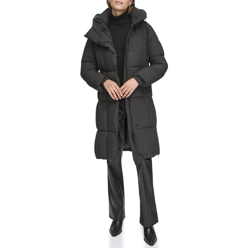 DKNY Women's Hooded Long Down Alternative Puffer Jacket