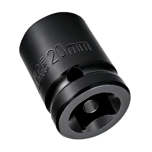 Image of Youzzei 1/2 Inch 20mm Impact Socket, 6 Point Shallow Metric Socket, Upgraded Electrophoretic Coating CR-V Steel 20mm Sockets 1/2" Drive for Car Repair Mechanical Maintenance Home Use