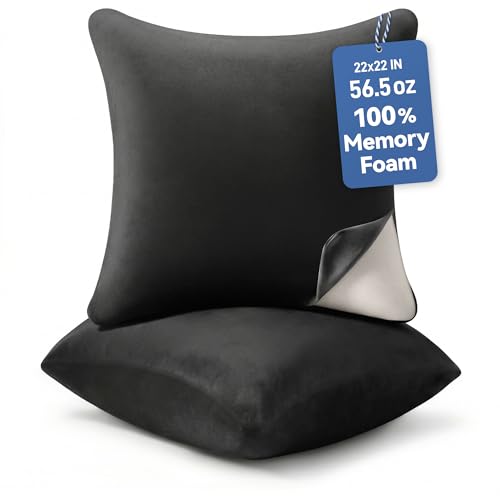 Image of AM AEROMAX 22 x22 Pillow Insert (Pack of 2) Memory Foam Throw Pillow Insert Sham Square for Decorative Cushion Bed Couch Sofa Without Deform After Longtime Use