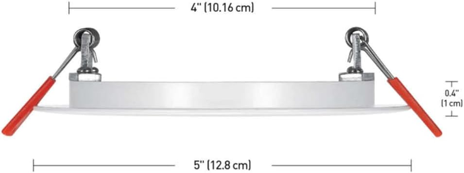 Dimensions of the 4-inch LED Recessed Light, showing a 4-inch diameter and 0.4-inch thickness