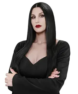 Mersi Long Black Wig for Women Halloween Costume 27'' Straight Long Black Wig Natural Cute Black Wigs for Costume Women S034BK