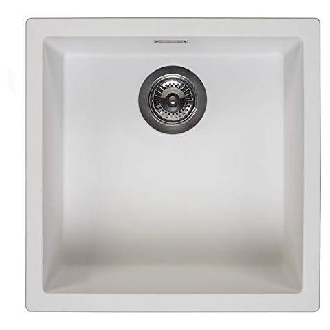Reginox Amsterdam 40 Pure White Granite Sink 400 x 400 White Cover