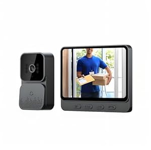 Winnes Kabellose Türklingel mit Kamera 1080P Videotelefone, kabellos, mit IPS-Display von 4, 3 Zoll, WLAN, ohne Abonnement, sehr Laute Lautstärke, bidirektionales Audio, Nachtsichtfunktion, Video 70°