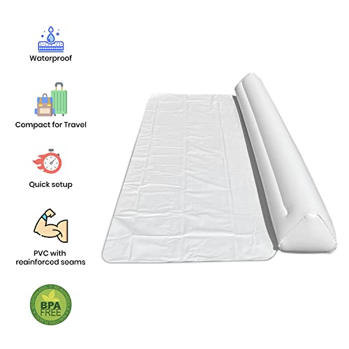 [2-Pack] Inflatable Bed Rail For Toddlers, Kids With Pump - Baby Portable Rail Guard For Travel - Blow-Up Bed Bumpers With Safety Flaps - King, Queen, Full, Twin, Toddler Size Bed - Infant Bed Bumper #TOP1