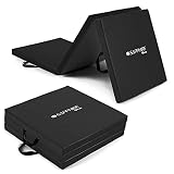 Fitnessmatte Yogamatte Gymnastikmatte Bodenmatte Airtreck Turnmatte Klappbar Weichbodenmatte Klappmatte Tragegurt Turnen Sportmatte Gymnastik Pilates Krabbelmatte (schwarz)