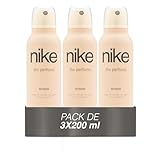 NIKE - The Perfume Woman Pack de 3 x 200 ml, Desodorante Mujer Spray, Desodorante Antimanchas para Todo Tipo de Piel, 0% Sales de Aluminio, de Larga Duración, Fragancia Oriental Vainilla